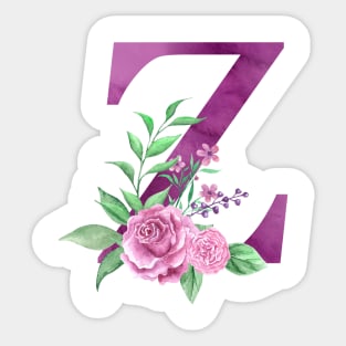 Floral Monogram Z Beautiful Rose Bouquet Sticker